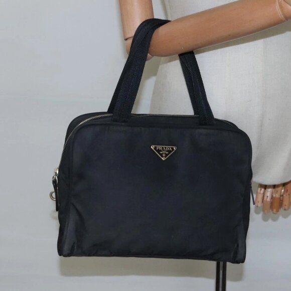 PRADA Hand Bag Nylon Black Auth - Picture 1 of 16